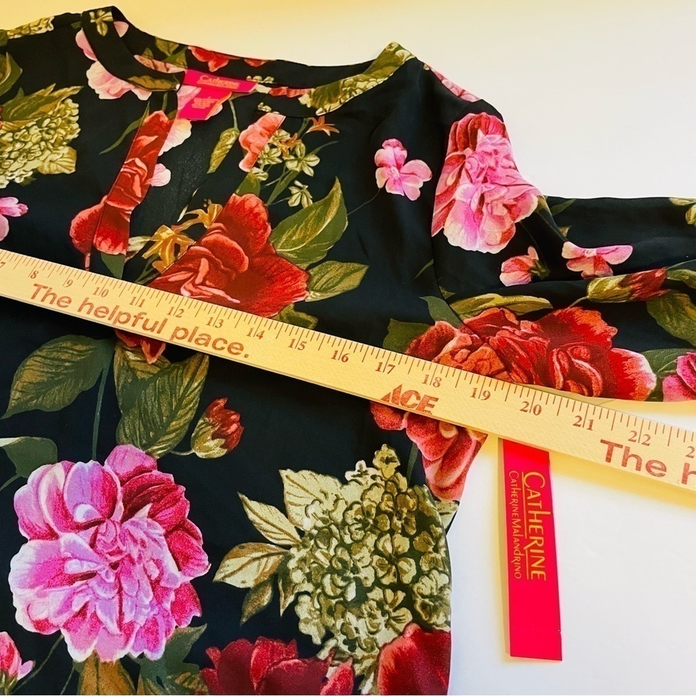 Catherine Womens S Tunic Top Floral Malandrino Asymmetrical Long Sleeve NEW - Picture 5 of 11